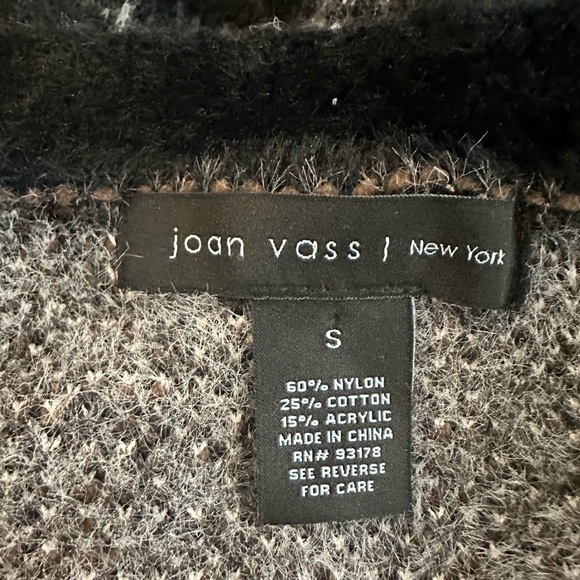🎄Joan Vass New York Fluffy Sweater Cardigan Black Long Pockets SZ  S - Picture 6 of 6